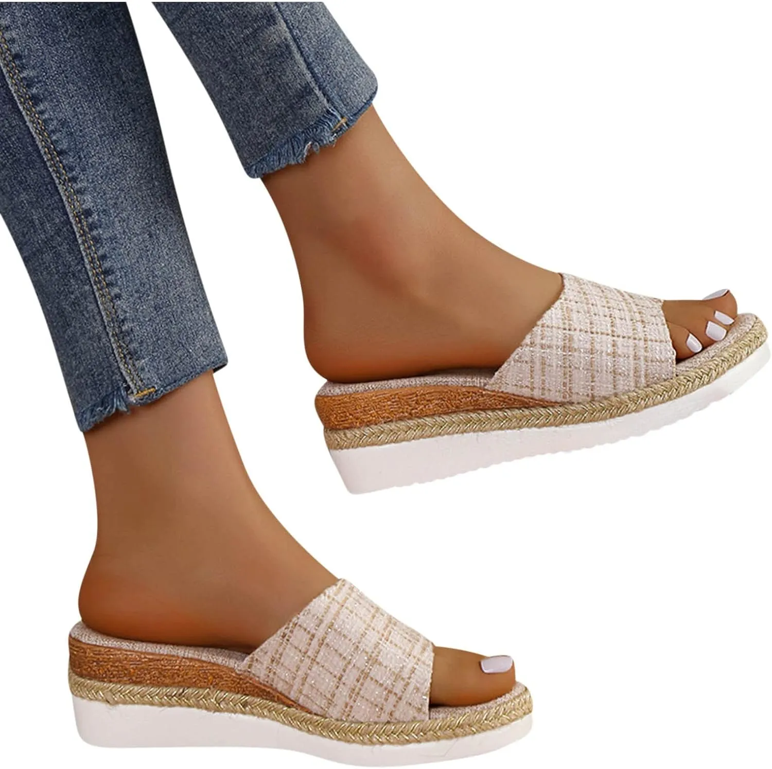 Women's Hollow Out Flower Sandals Platform Slide Open Toe Leather Slip on Summer Beach Shoes