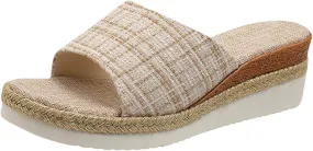 Women's Hollow Out Flower Sandals Platform Slide Open Toe Leather Slip on Summer Beach Shoes