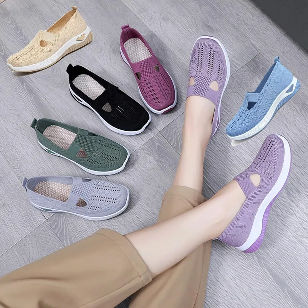 Women's Orthopedic Breathable Soft Shoes Breathable Mesh Slip-On Loafers with Arch Support & Comfort Platform for All-Day Wear