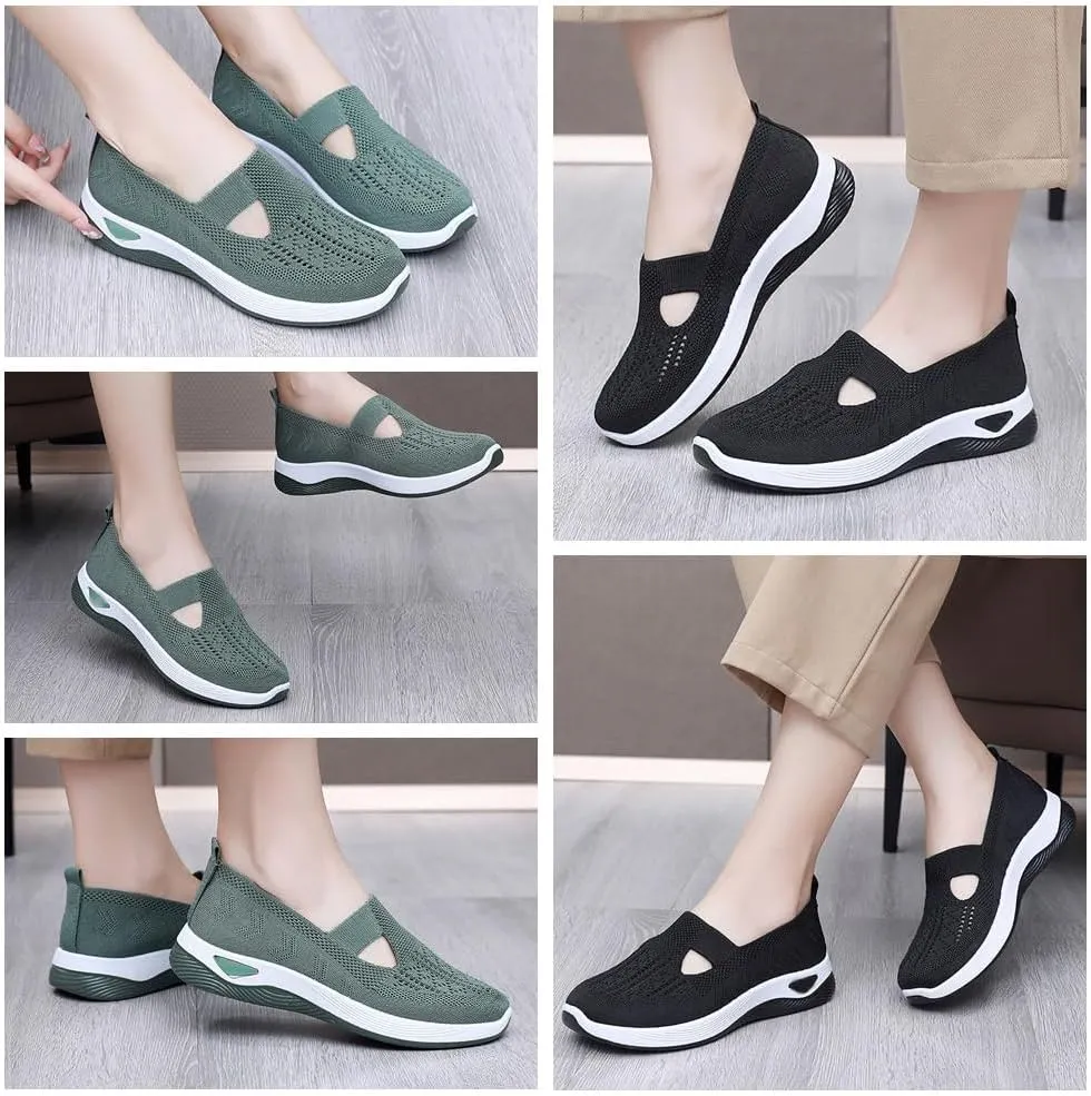 Women's Orthopedic Breathable Soft Shoes Breathable Mesh Slip-On Loafers with Arch Support & Comfort Platform for All-Day Wear