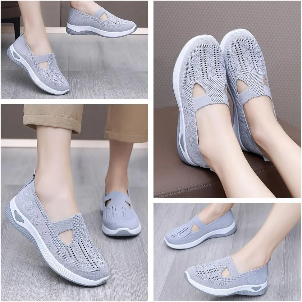 Women's Orthopedic Breathable Soft Shoes Breathable Mesh Slip-On Loafers with Arch Support & Comfort Platform for All-Day Wear