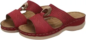 Women's Wedge Sandals Summer Leather Flat Hollow Out Slip On Open Toe Arch Support Platform Sandal Shoes