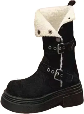 Womens Winter Snow Boots Waterproof Warm Plush Lined Shoes Mid Calf Slip on Booties Non Slip Boot for Women