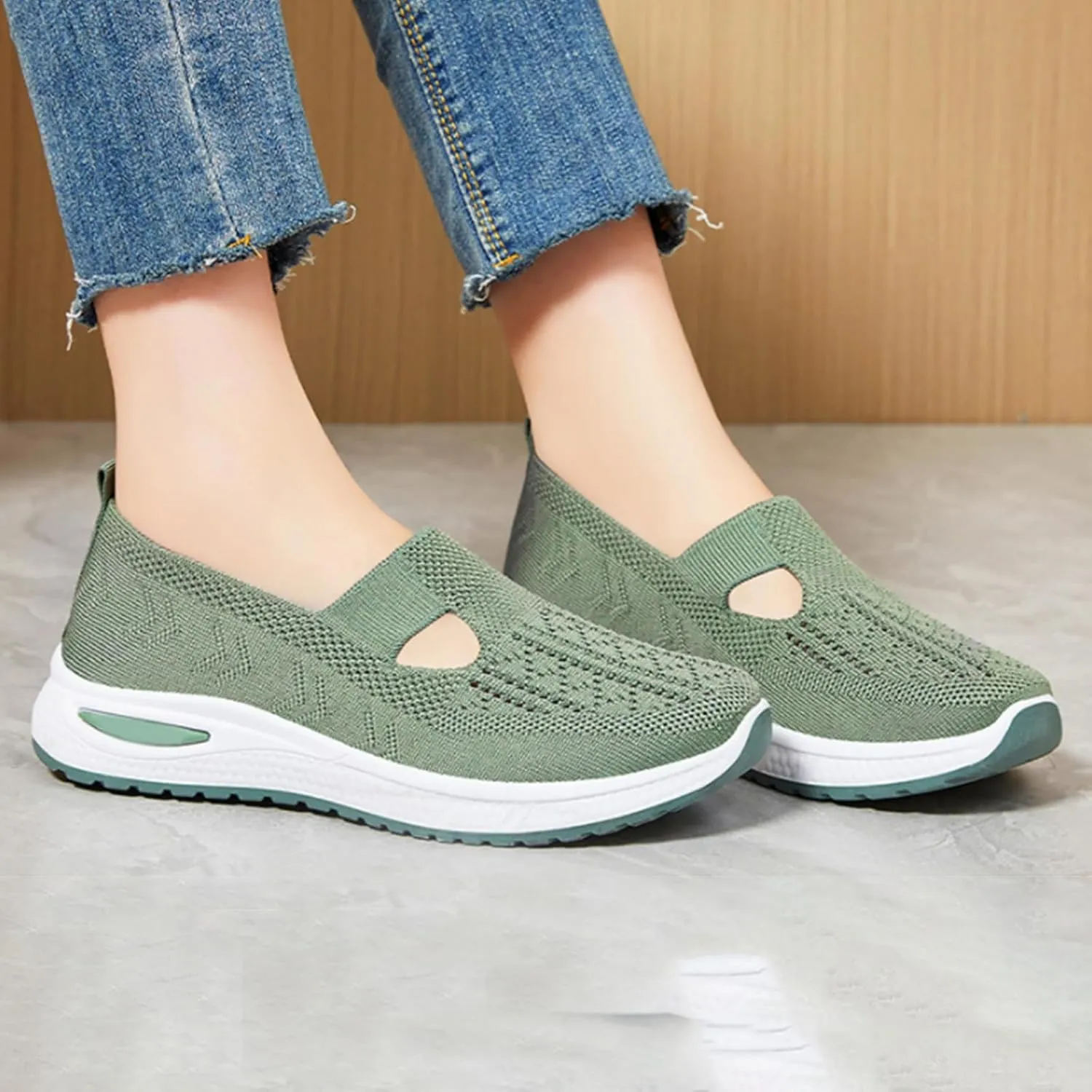 Women's Woven Orthopedic Breathable Soft Walking Tennis Shoes Womens Wide Feet Casual Work Shoes Walking Sneakers Slip On Tennis Shoe Trainers Shoe